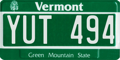 VT license plate YUT494