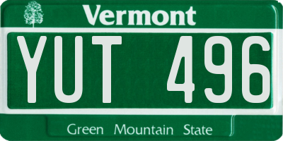 VT license plate YUT496