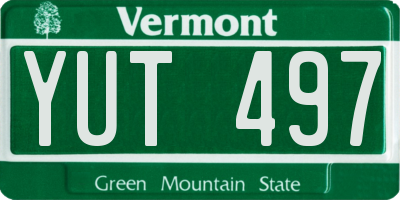 VT license plate YUT497