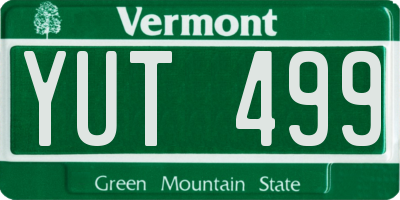 VT license plate YUT499