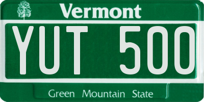 VT license plate YUT500