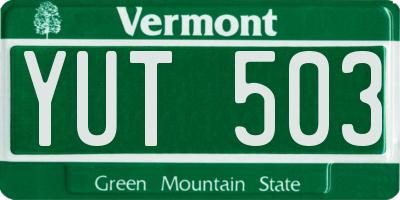 VT license plate YUT503