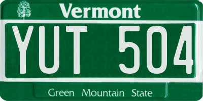 VT license plate YUT504