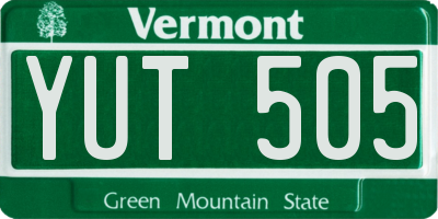 VT license plate YUT505