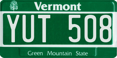 VT license plate YUT508