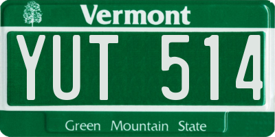VT license plate YUT514