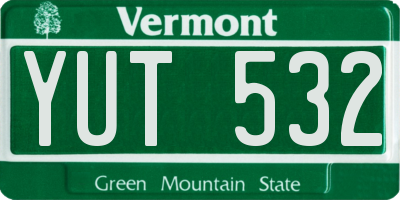 VT license plate YUT532