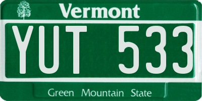 VT license plate YUT533