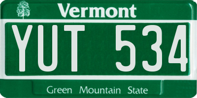 VT license plate YUT534