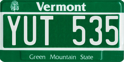 VT license plate YUT535