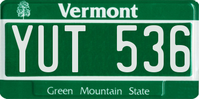 VT license plate YUT536