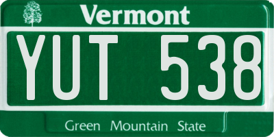 VT license plate YUT538