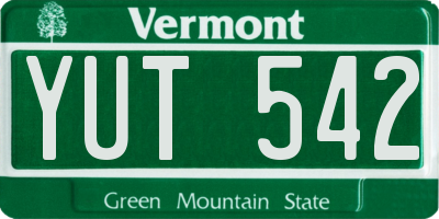 VT license plate YUT542