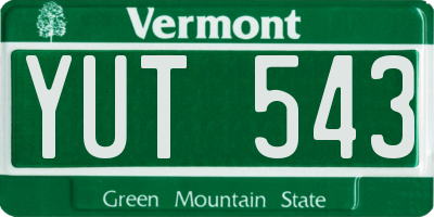 VT license plate YUT543