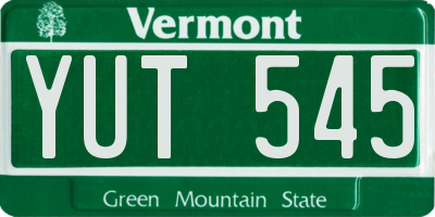 VT license plate YUT545