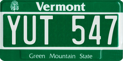 VT license plate YUT547