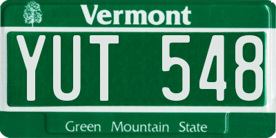 VT license plate YUT548