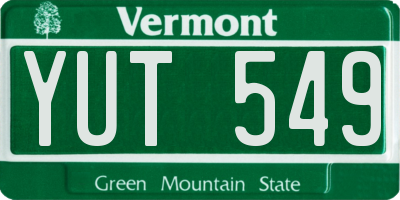 VT license plate YUT549