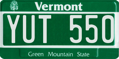 VT license plate YUT550