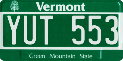 VT license plate YUT553
