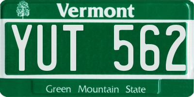 VT license plate YUT562