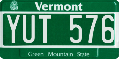 VT license plate YUT576