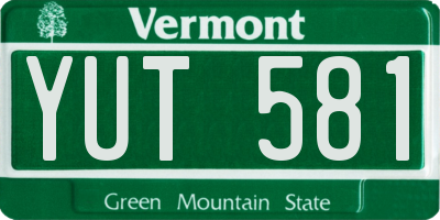 VT license plate YUT581