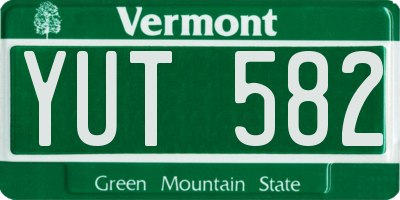 VT license plate YUT582