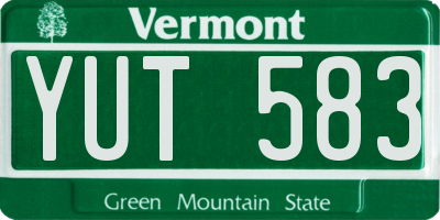 VT license plate YUT583