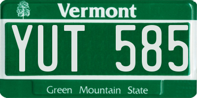 VT license plate YUT585