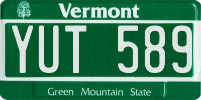 VT license plate YUT589