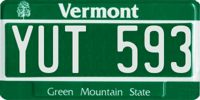 VT license plate YUT593