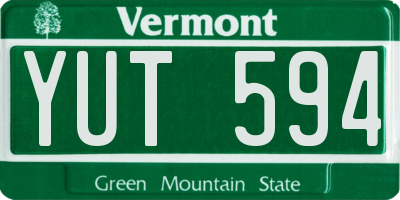VT license plate YUT594