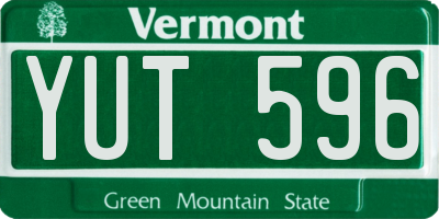 VT license plate YUT596