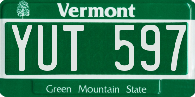 VT license plate YUT597