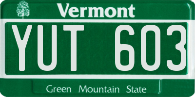 VT license plate YUT603
