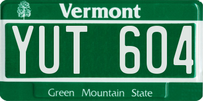 VT license plate YUT604