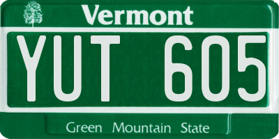 VT license plate YUT605