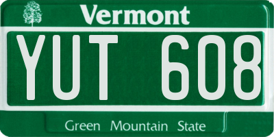 VT license plate YUT608