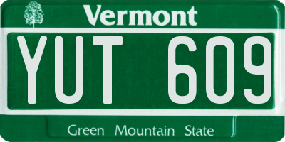 VT license plate YUT609
