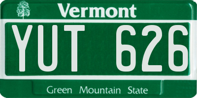 VT license plate YUT626