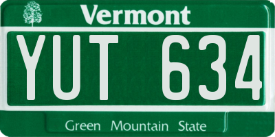 VT license plate YUT634