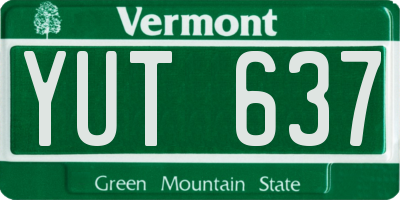 VT license plate YUT637