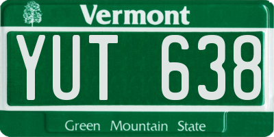 VT license plate YUT638