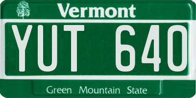 VT license plate YUT640