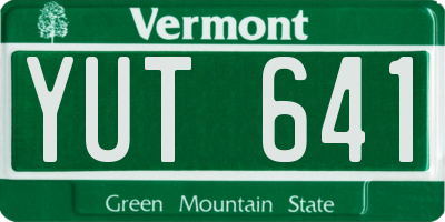 VT license plate YUT641