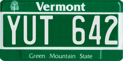 VT license plate YUT642