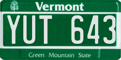 VT license plate YUT643