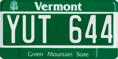 VT license plate YUT644