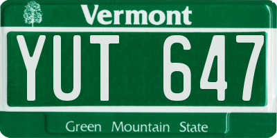 VT license plate YUT647